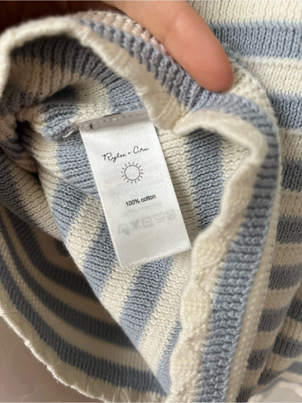 NWT Rylee + Cru Blue and White Striped Knit Mini Dress - Picture 7 of 7